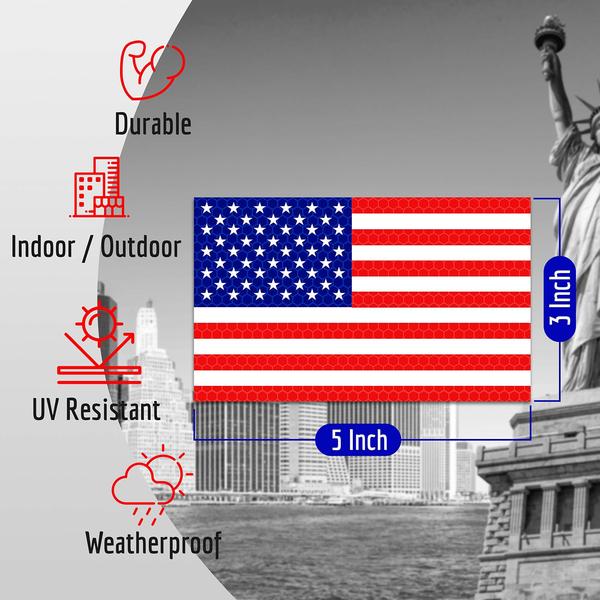 Imagem de Adesivo Venicor Reflective American Flag 5x3 cm - pacote com 3