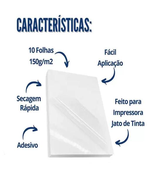 Imagem de Adesivo Vinil A4 Transparente Prova D'água c/10 folhas