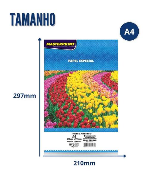 Imagem de Adesivo Vinil A4 Transparente Prova D'água c/10 folhas