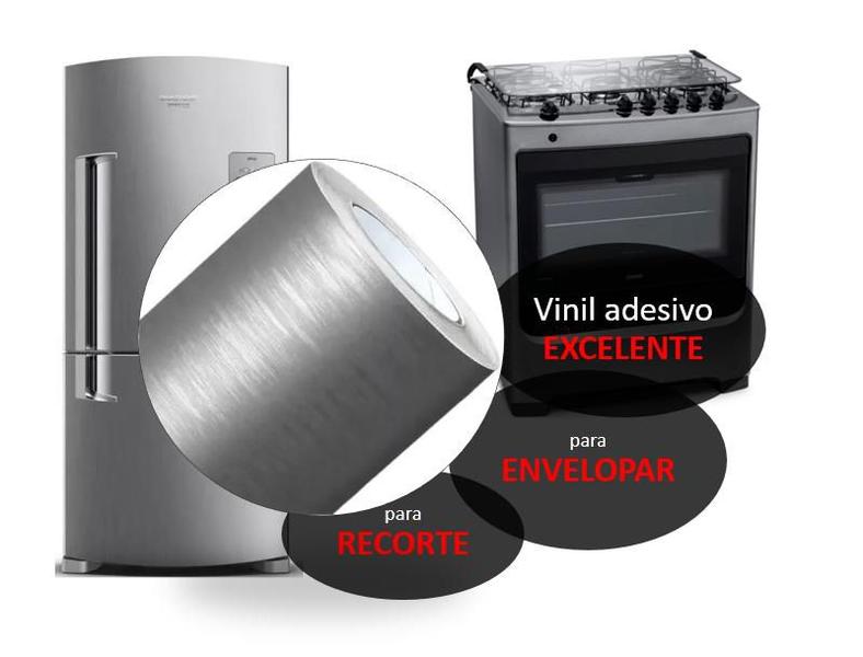 Imagem de Adesivo Vinil Aço Escovado Envelopa Eletrodomésticos 10m X1m