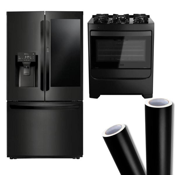 Adesivo Vinil Envelopamento Preto Fosco Geladeira 5m x 60cm - BG ADESIVOS Imagem de Adesivo Vinil Envelopamento Preto Fosco Geladeira 5m x 60cm