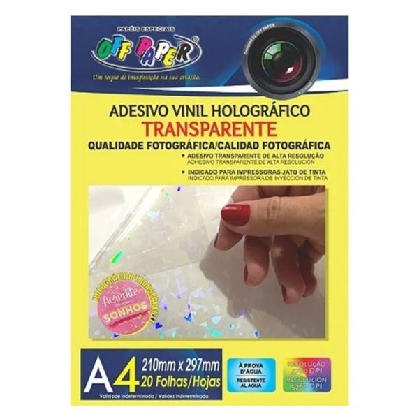 Imagem de Adesivo Vinil Holográfico Transparente A4 10612 OFF PAPER