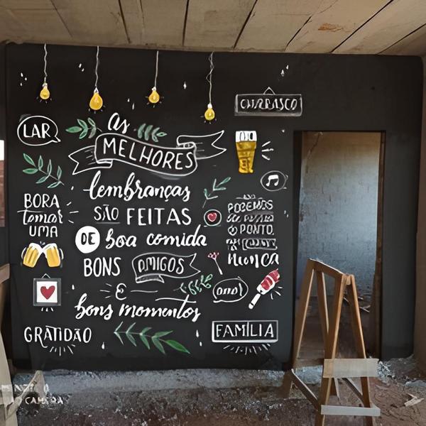 Imagem de Adesivo Vinil Preto Lousa Chalkboard Escrever Giz 10m x60cm