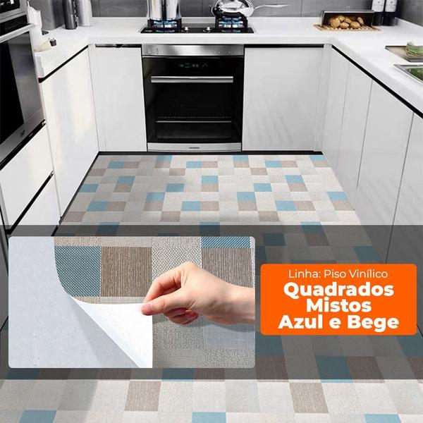 Adesivo Vinílico Lavavel para Piso Quadrados Mistos Azul e Bege 500x60cm - Open Star Imagem de Adesivo Vinílico Lavavel para Piso Quadrados Mistos Azul e Bege 500x60cm