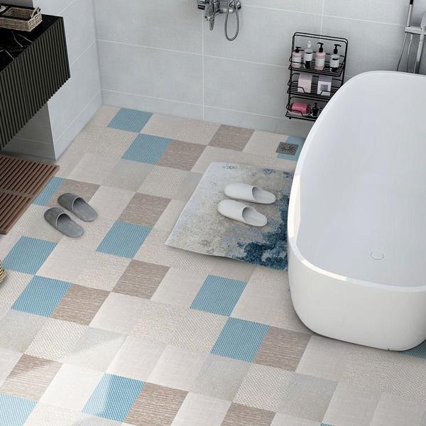 Adesivo Vinílico Lavavel para Piso Quadrados Mistos Azul e Bege 500x60cm - Open Star Imagem de Adesivo Vinílico Lavavel para Piso Quadrados Mistos Azul e Bege 500x60cm