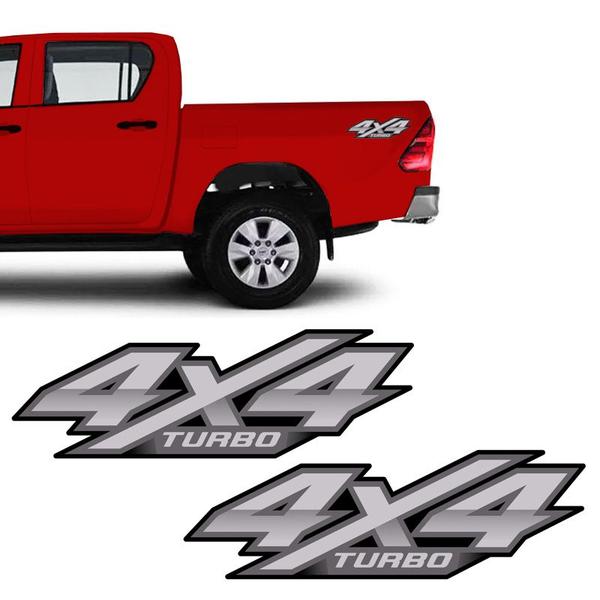 Imagem de Adesivos 4x4 Hilux Flex 2016 2017 18 19 2020 Emblema Silver