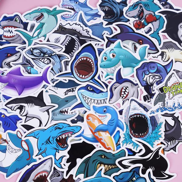 Imagem de Adesivos ARRLSDB Shark em vinil impermeável, 100 unidades para garrafa de água