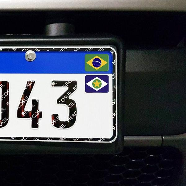 Imagem de Adesivos Bandeiras Brasil E Mato Grosso Placa Nova Carro Kit