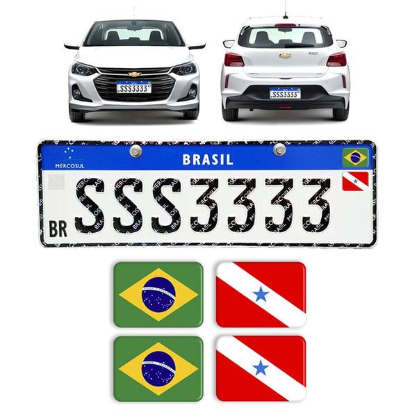 Imagem de Adesivos Bandeiras Brasil e Pará Placa Nova Carro Resinados