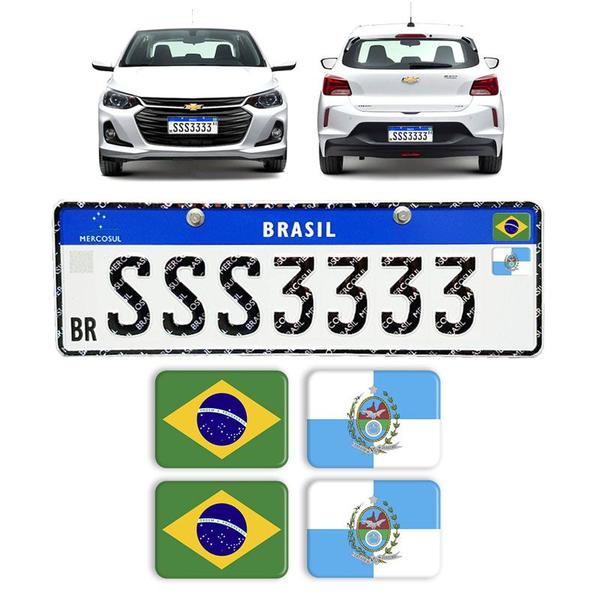 Imagem de Adesivos Bandeiras Brasil e Rio de Janeiro Placa Nova Carro