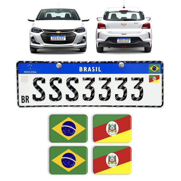 Imagem de Adesivos Bandeiras Brasil/rio Grande Do Sul Placa Nova Carro