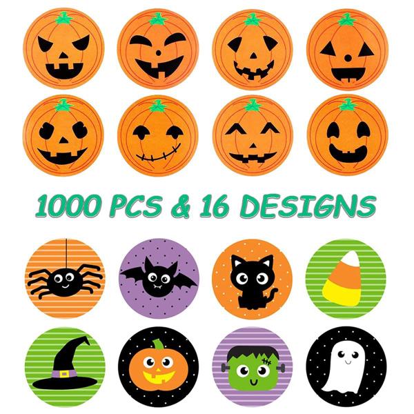 Imagem de Adesivos Byhoo Halloween Pumpkin Bat Spider 1000 unidades para crianças