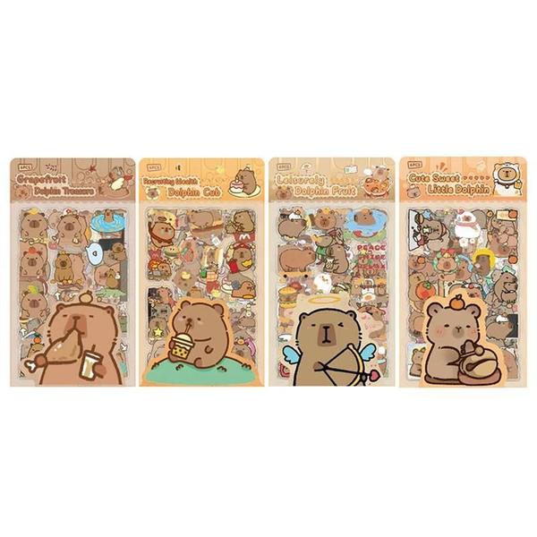 Imagem de Adesivos Capivara Fofos De Desenho Animado, 6 Folhas, Pacote Transparente, À Prova D'água, Material