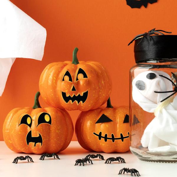 Imagem de Adesivos de abóbora de Halloween JOYIN 36 unidades para lembrancinhas de festa para crianças