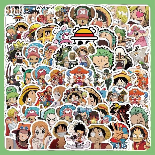 Imagem de Adesivos de Anime One Piece - 100 Peças à Prova d'Água para Bagagem, Notebook e Mais