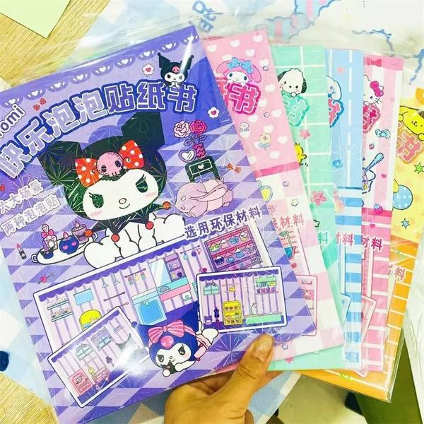 Imagem de Adesivos de Desenho Hello Kitty, Cinnamoroll, Kuromi, My Melody e Pochacco - Livro Silencioso Infantil