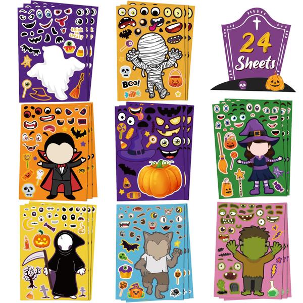 Imagem de Adesivos de Halloween OHOME Halloween Party Favors 24 folhas