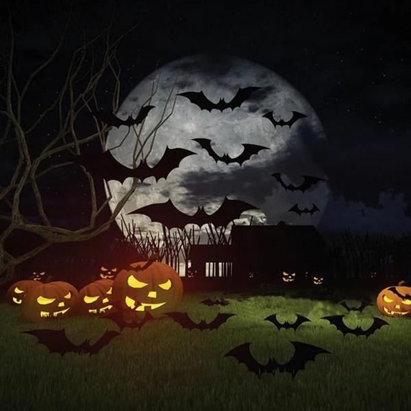 Imagem de Adesivos de Parede 3D de Morcego de Halloween - PVC Preto - Decoração DIY para Festa