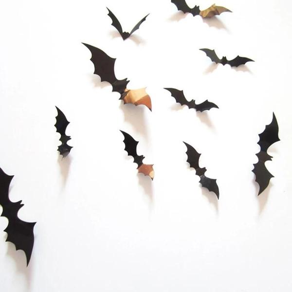 Imagem de Adesivos de Parede 3D de Morcego de Halloween - PVC Preto - Decoração DIY para Festa