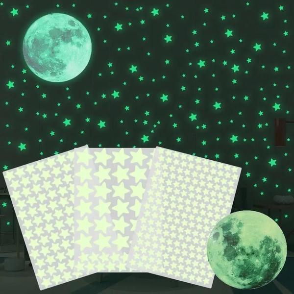 Imagem de Adesivos de parede auto-adesivos para quarto de crianças, adesivos luminosos 3d, lua e estrelas, diy