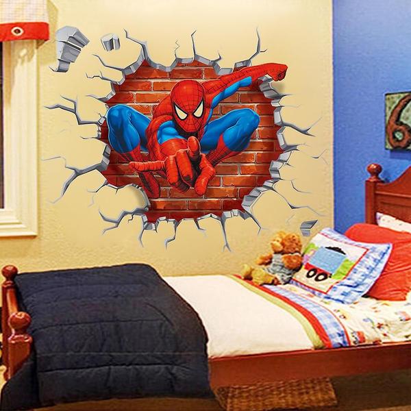 Imagem de Adesivos de parede Wokex 3D Spider-Man montados na parede Children's Ro