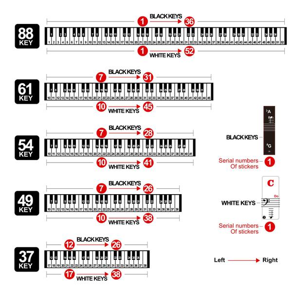 Imagem de Adesivos de teclado de piano COYAHO para teclas 88/61/54/49/37