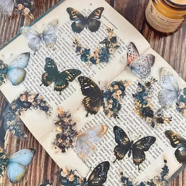 Imagem de Adesivos Decorativos DIY com Tema de Flor e Borboleta - 30 Peças para Scrapbook