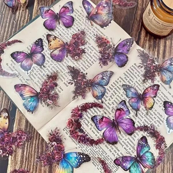 Imagem de Adesivos Decorativos DIY com Tema de Flor e Borboleta - 30 Peças para Scrapbook