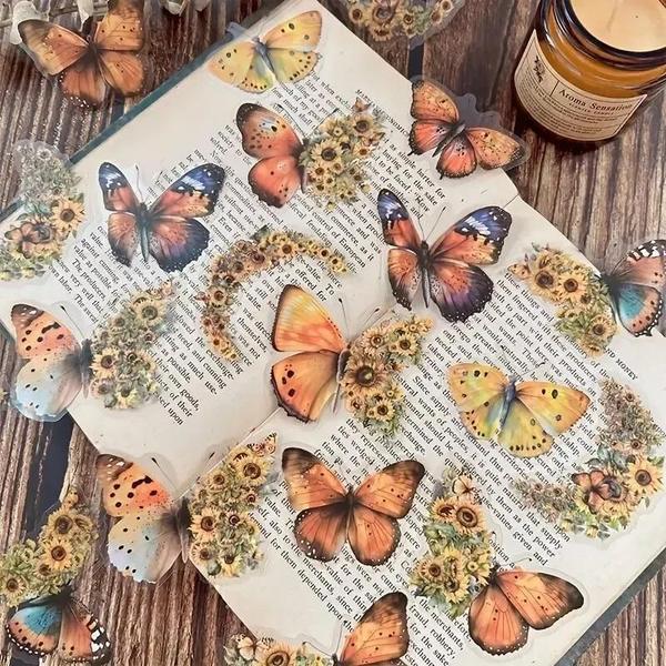 Imagem de Adesivos Decorativos DIY com Tema de Flor e Borboleta - 30 Peças para Scrapbook