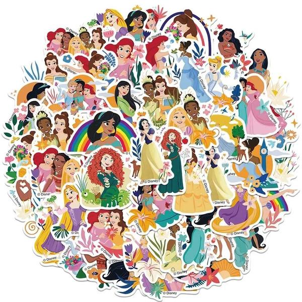 Imagem de Adesivos Disney Princesa - 50 Peças com Branca de Neve, Ariel, Bela e Mais