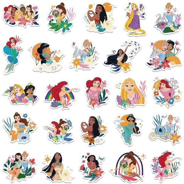 Imagem de Adesivos Disney Princesa - 50 Peças com Branca de Neve, Ariel, Bela e Mais