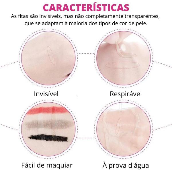 Imagem de Adesivos Fita Transparente Levanta Pálpebras Caída Aplicador600 Adesivo Olho Pálpebra Flácida Caída Rejuvenesce + Aplica