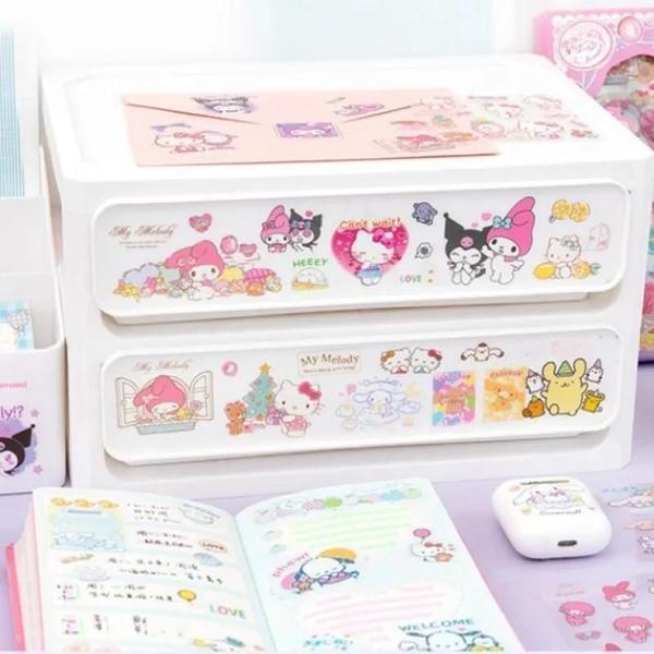 Imagem de Adesivos Hello Kitty Cinnamoroll Melody Kuromi 100 Pcs Brinquedo De Presente Infantil Pet À Prova