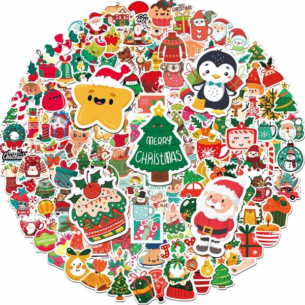 Imagem de Adesivos iGetooy Cute Christmas 150 unidades para garrafa de água infantil