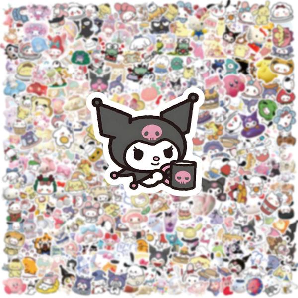 Imagem de Adesivos Kawaii Sanrio Kuromi Hello Kitty 100 200 300 Unidades Decalques De Desenho Animado À Prova