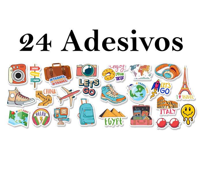 Imagem de Adesivos Mala De Viagem Viajante Stickers Notebook 24 Unidades