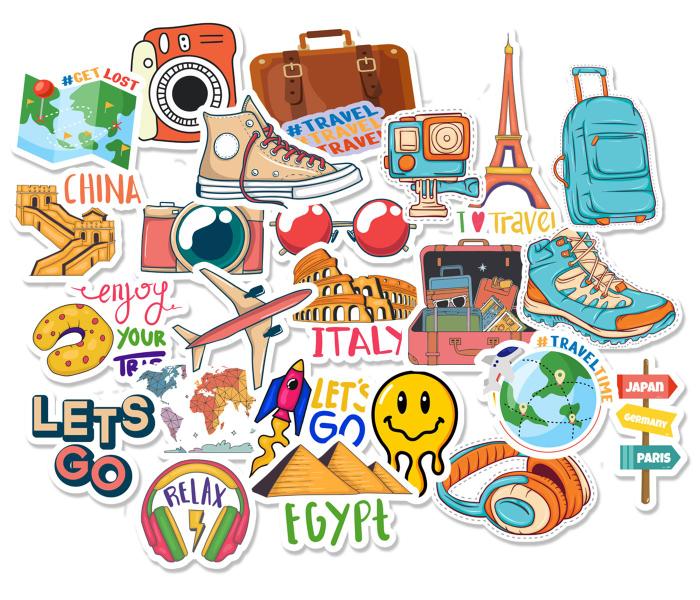 Imagem de Adesivos Mala De Viagem Viajante Stickers Notebook 24 Unidades