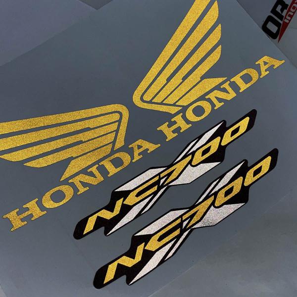 Imagem de Adesivos Moto Honda Nc 700 X Emblemas Asa Dourado Refletivo