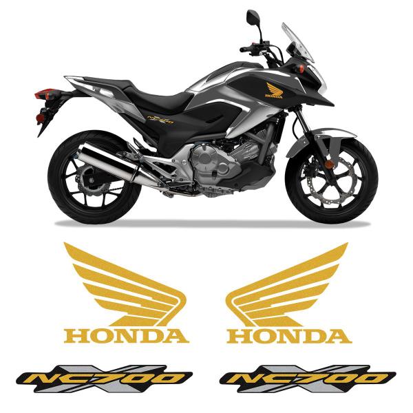 Imagem de Adesivos Moto Honda Nc 700 X Emblemas Asa Dourado Refletivo