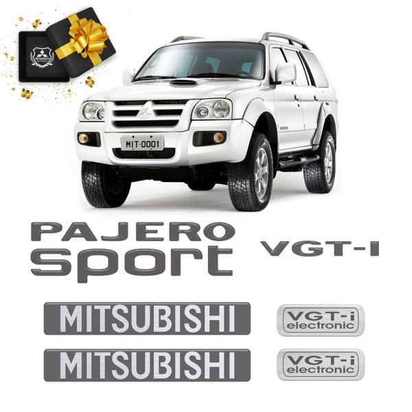 Imagem de Adesivos Pajero Sport Vgt-i 2009 Mitsubishi Emblemas Grafite