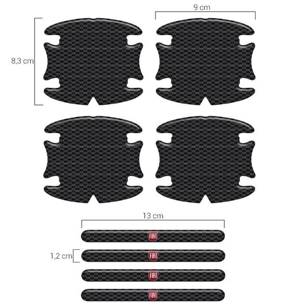 Imagem de Adesivos Protetor de Maçaneta Fiat Carbono Preto Resinado