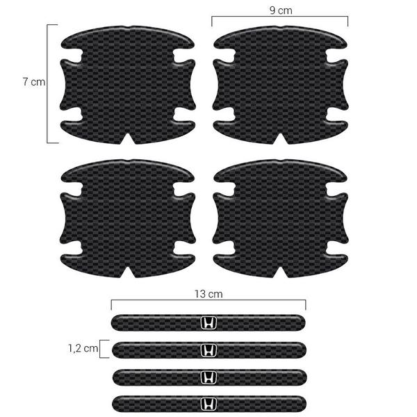 Imagem de Adesivos Protetor de Maçaneta Honda Carbono Preto Resinado