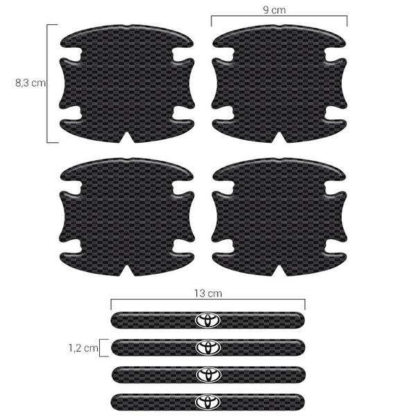 Imagem de Adesivos Protetor Maçaneta Toyota Carbono Preto Resinado