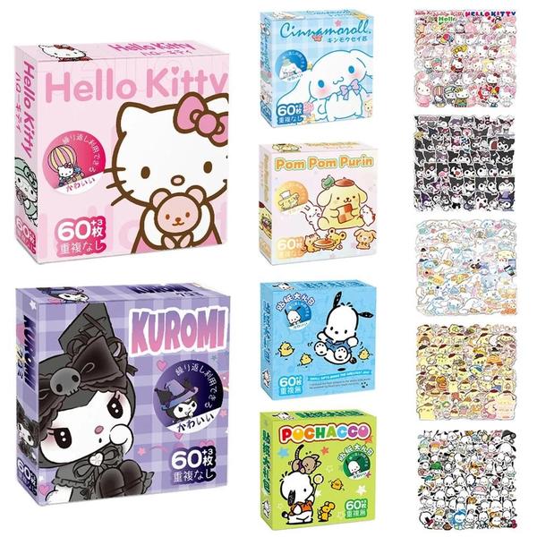 Imagem de Adesivos Sanrio (Hello Kitty, Kuromi, Cinnamoroll, Pochacco) - 60 Peças para DIY