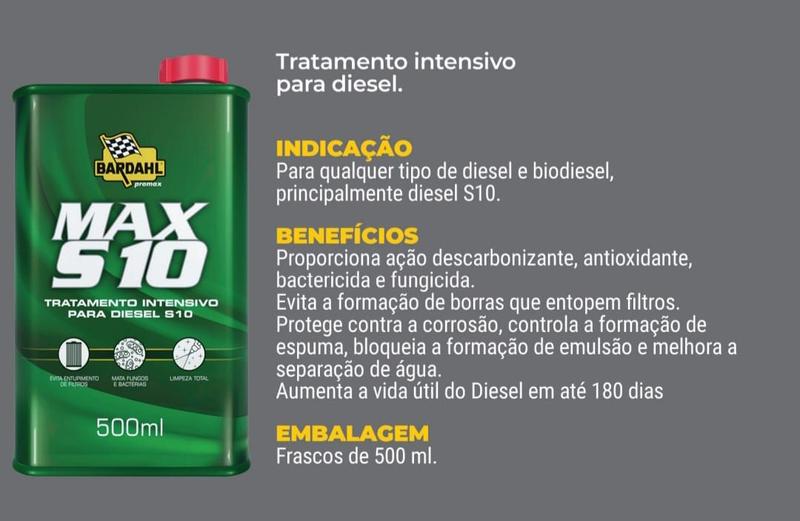 Imagem de Aditivo Bardahl p/ Combustível MAX S10 Diesel 500ml 