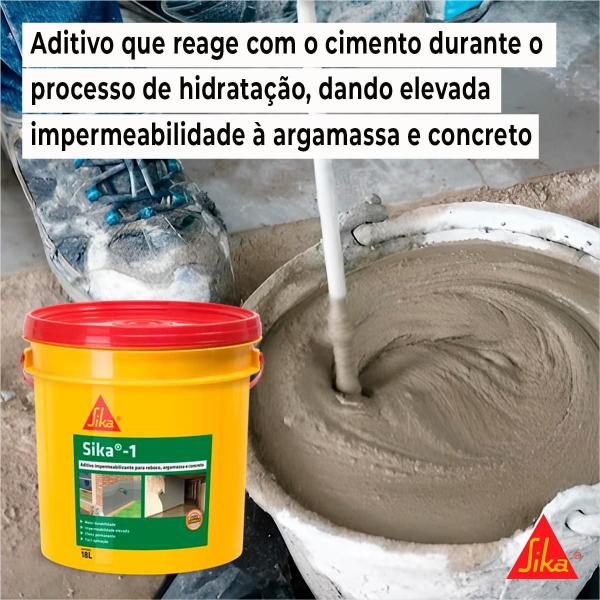 Imagem de Aditivo Impermeabiliza Argamassa E Concreto Sika-1 Balde 18L