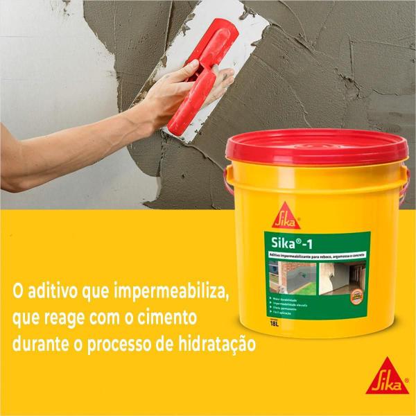 Imagem de Aditivo Impermeabiliza Argamassa E Concreto Sika-1 Balde 18L