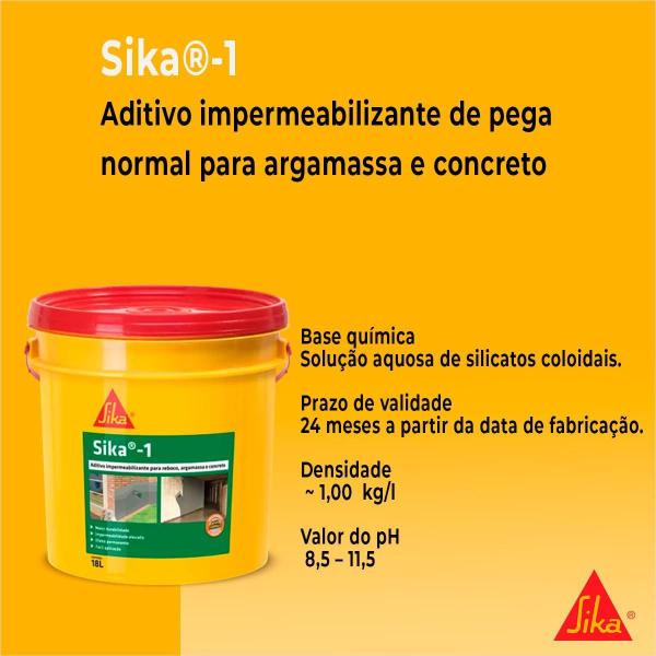 Imagem de Aditivo Impermeabiliza Argamassa E Concreto Sika-1 Balde 18L