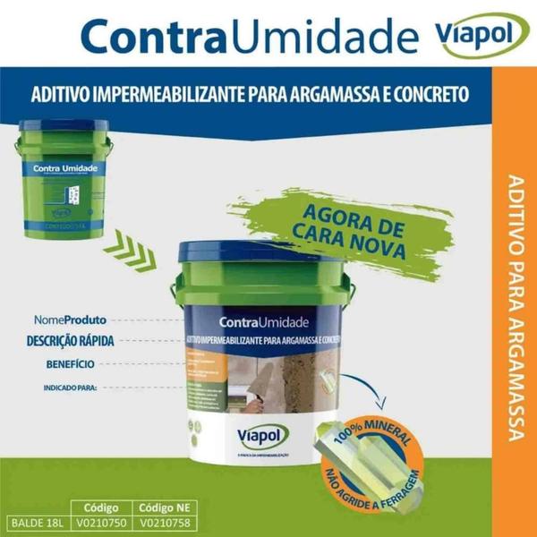 Imagem de Aditivo Impermeabilizante Contra Umidade Para Argamassa E Concreto 3.6 L Viapol