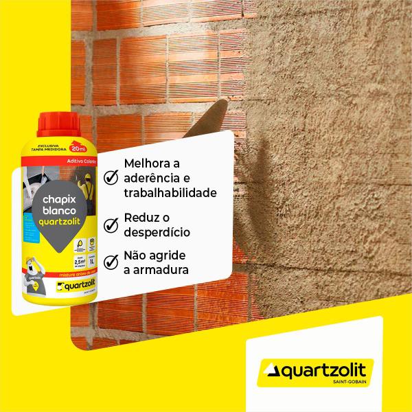 Imagem de Aditivo Massa Chapix Blanco 1l - Quartzolit Kit C/ 12